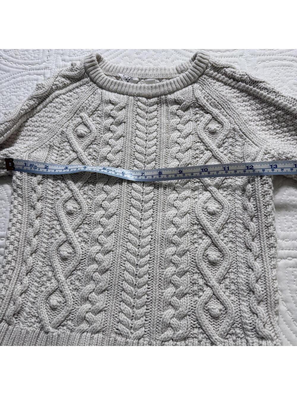GAP Child Size M Organic Off White Cable Knit Sweater 100% Cotton‎ CabinCore - Picture 6 of 7